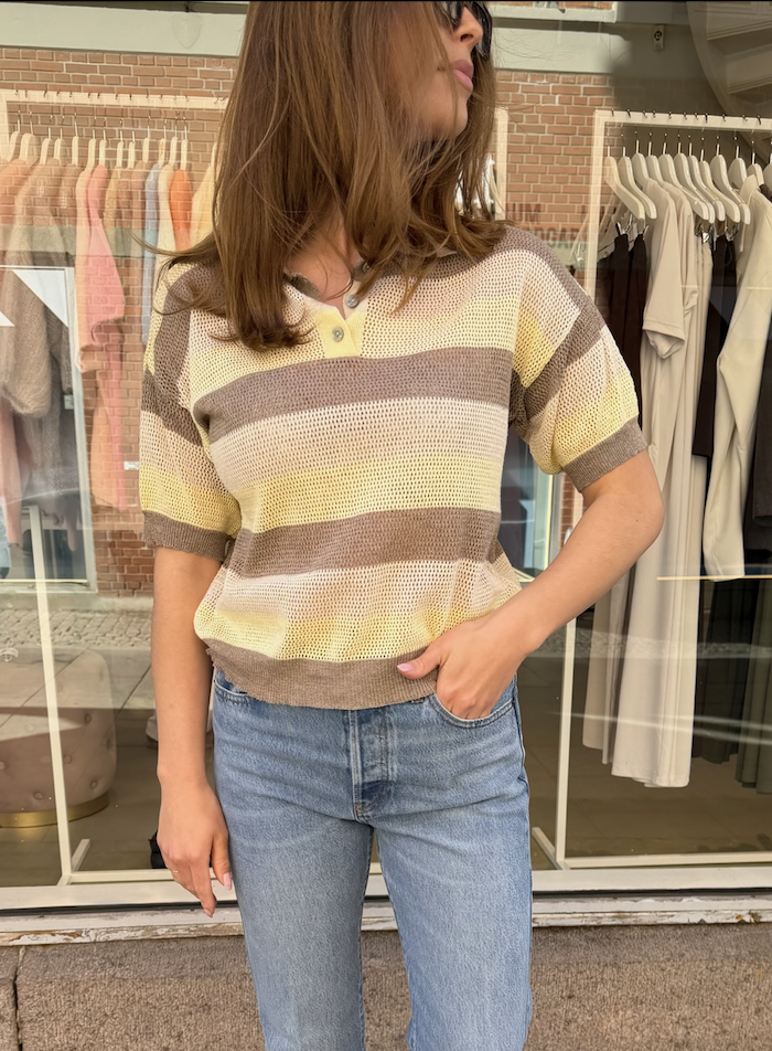 Opal Studio Tilly Polo, Butter Yellow Stripes