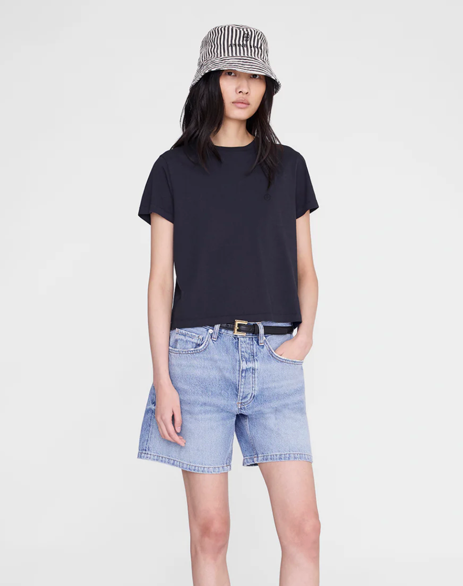 Anine Bing Nicks Bucket Hat, White And Black Stripe