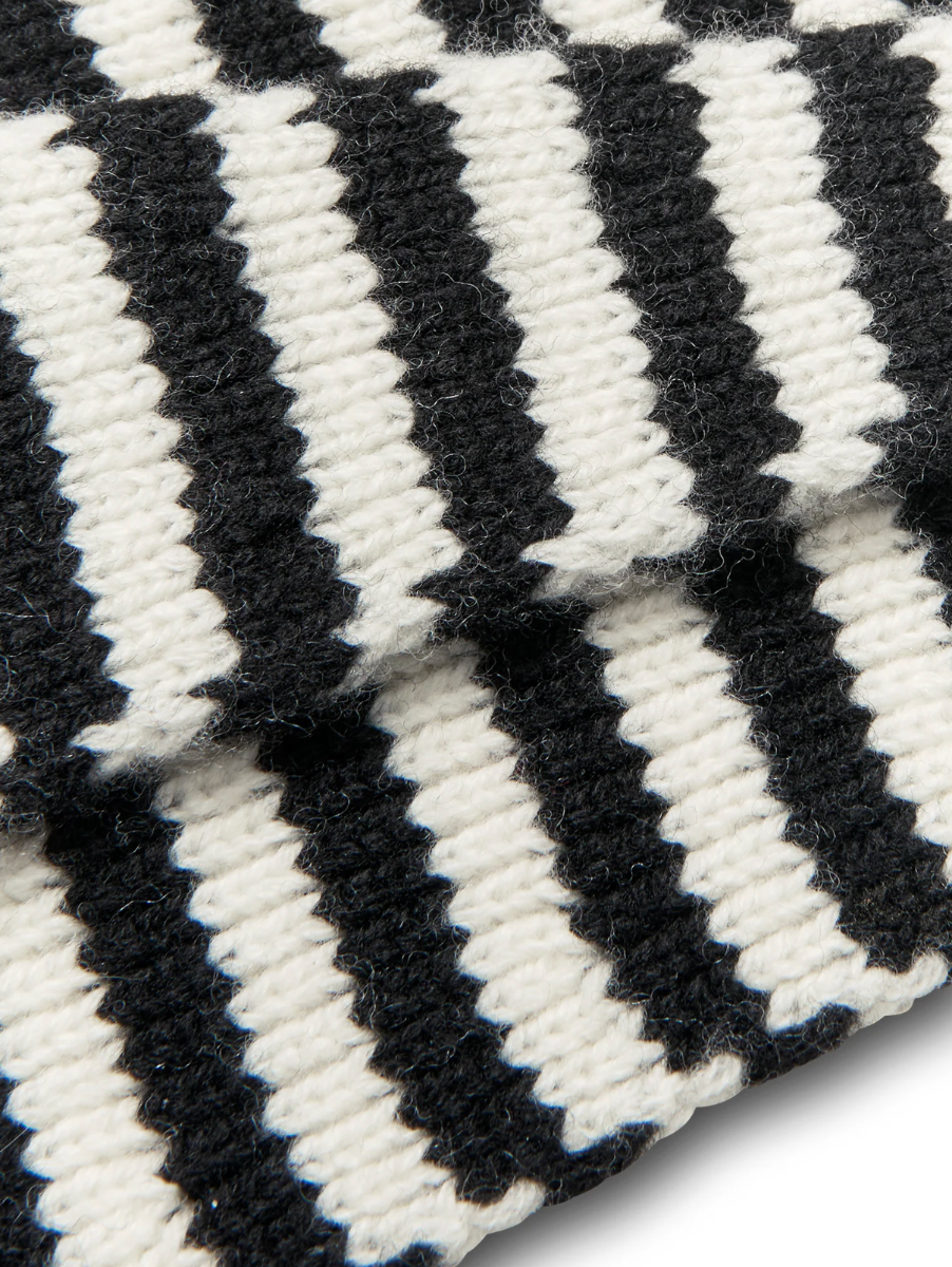 Mads Nørgaard One Wool Momo Stripe Scarf, Black/vanilla Ice