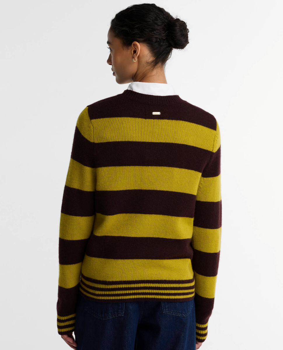 Barbour Woodhouse Crew Neck Jumper Striped, Fig Multi