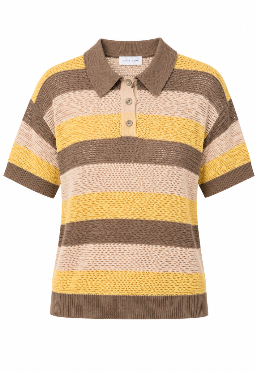 Opal Studio Tilly Polo, Butter Yellow Stripes