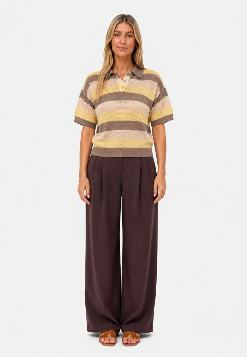 Opal Studio Tilly Polo, Butter Yellow Stripes